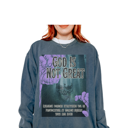 Bands That Never Were God Is Not Great: Garment-Dyed Sweatshirt Printify Crew neck DTG Men's Clothing Sweatshirts Unisex Women's Clothing